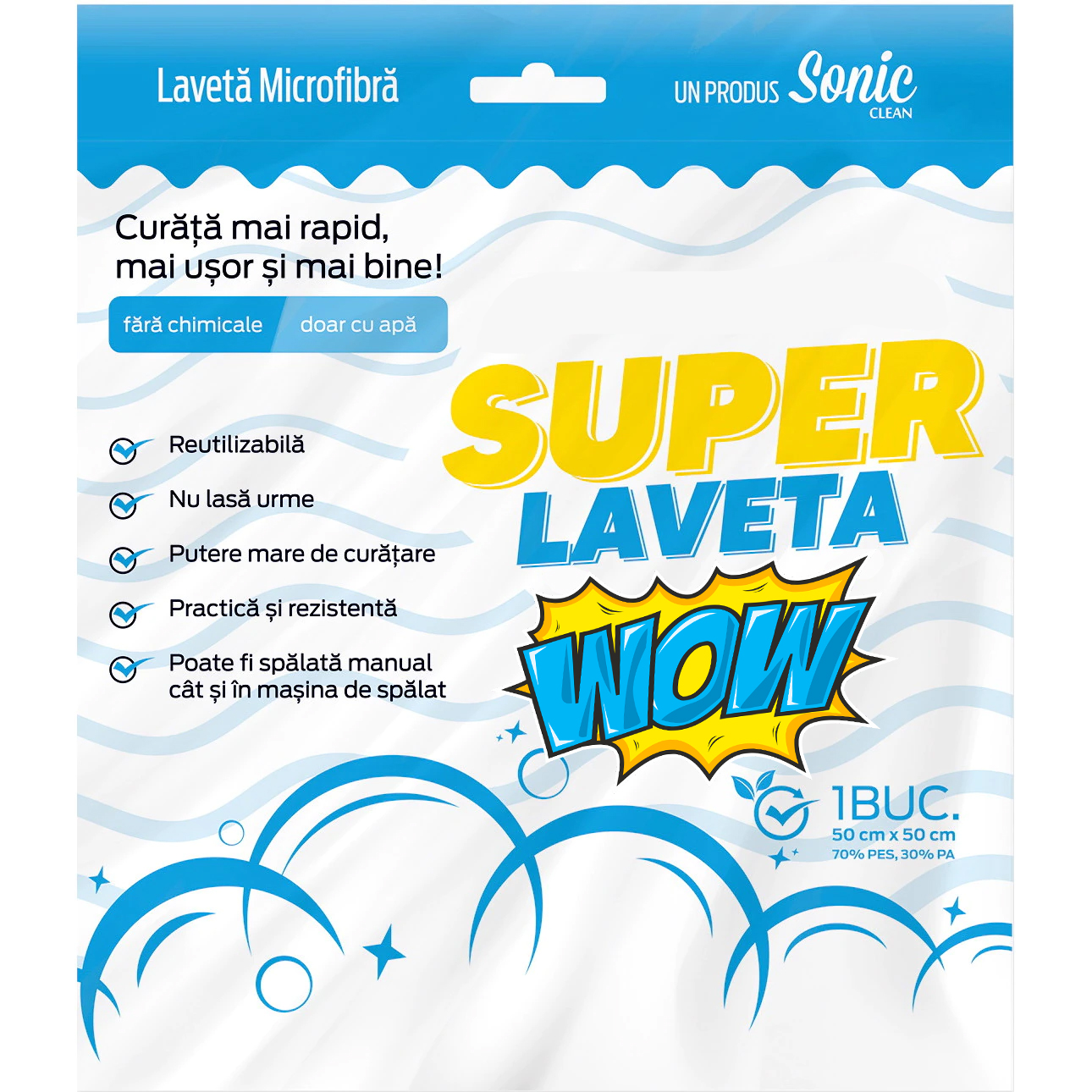 Laveta universala microfibra Sonic Super Laveta 50 x 50 cm